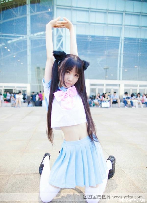 马尾猫娘白丝制服诱惑旗袍白丝cosplay卖萌Cosplay写真