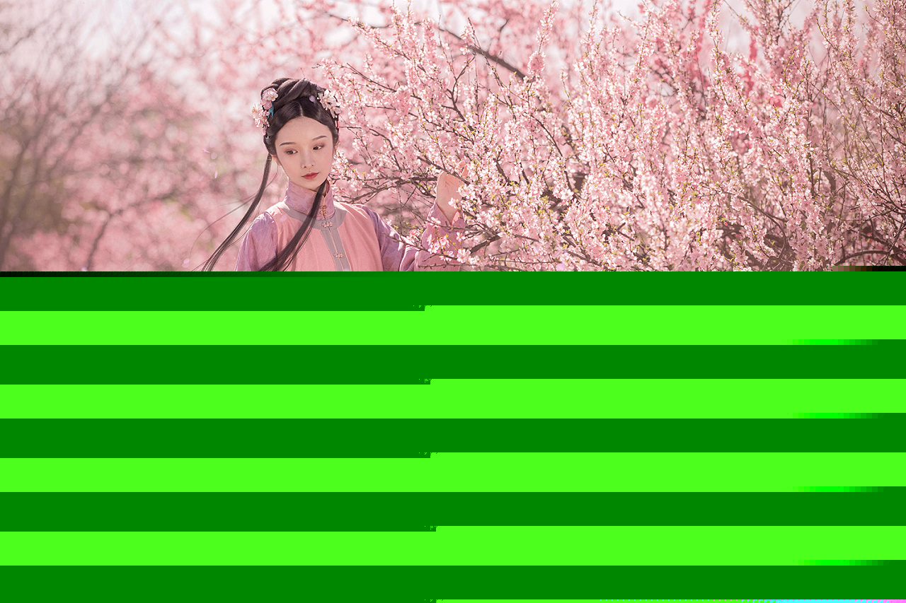 古装美女粉色汉服花园唯美图片