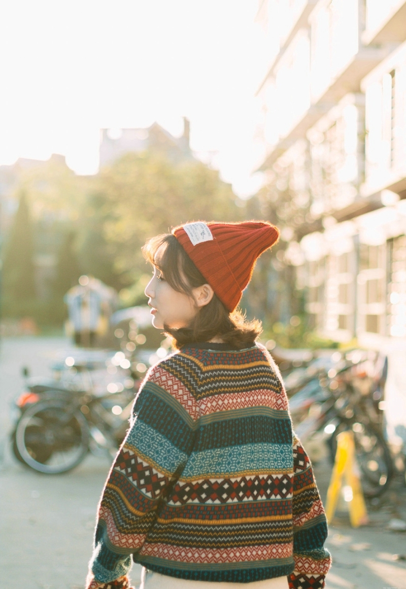 毛线帽少女温暖冬天漂亮吸睛写真