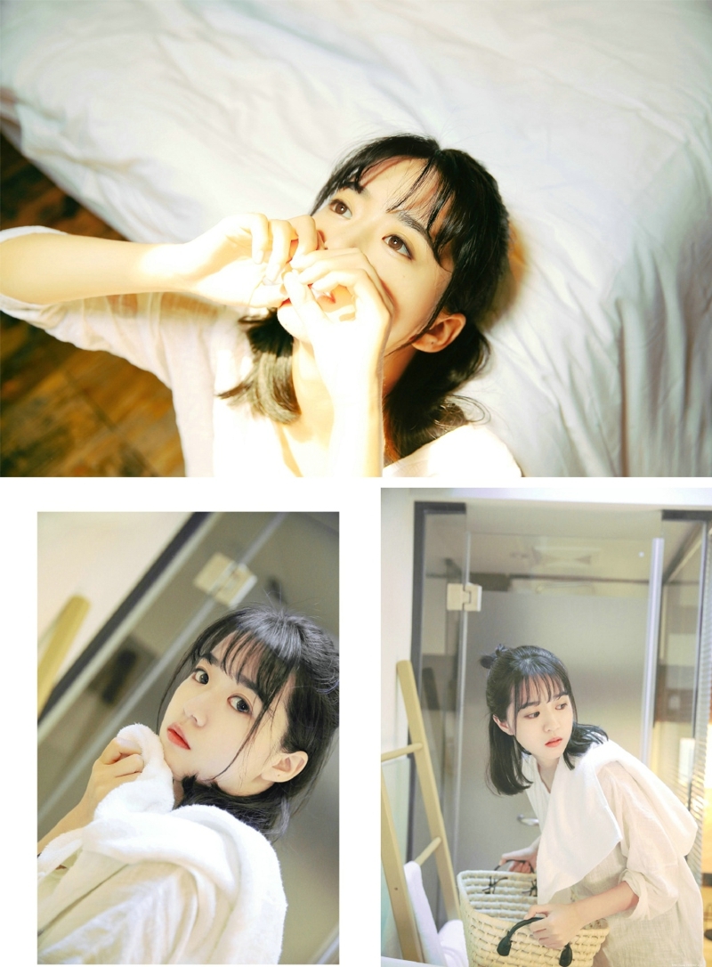 娇小妹子私房光影丸子头养眼五官写真