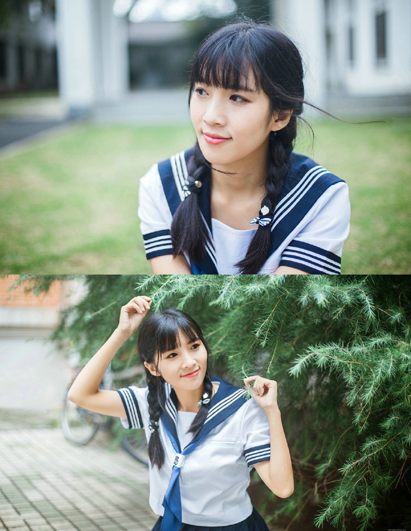 校园制服双马尾可爱少女青春无敌