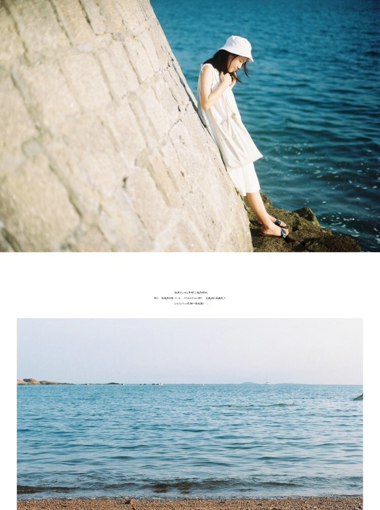 海边俏皮妹子阳光明媚笑容灿烂