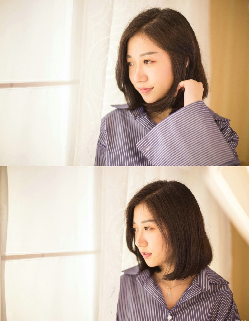 格子衬衫清爽美女悠闲时光