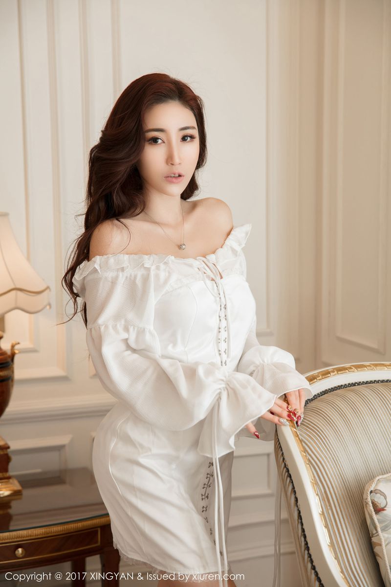 [XINGYAN星颜社] 美女模特孙梦瑶V露肩长裙+内衣诱惑欧美范风格首刊 VOL.001