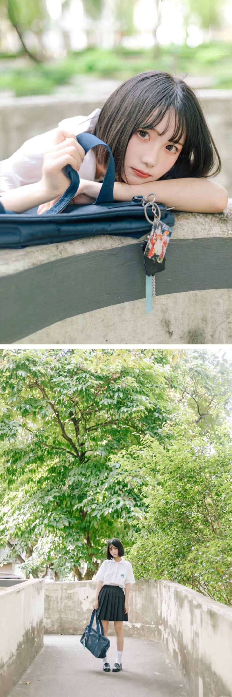短发美女校花学生制服短裙写真