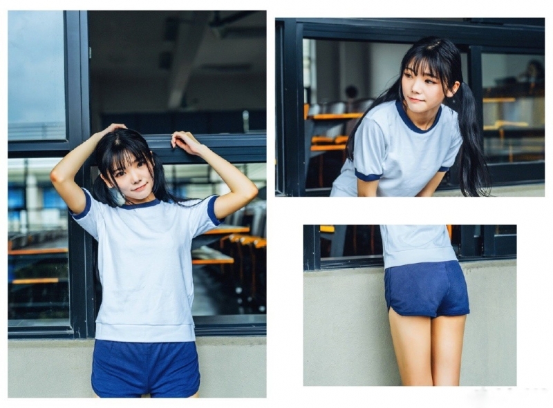 双马尾少女休闲体操服户外写真